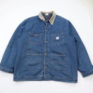 Men's Blue Denim Jacket with Tan Collar